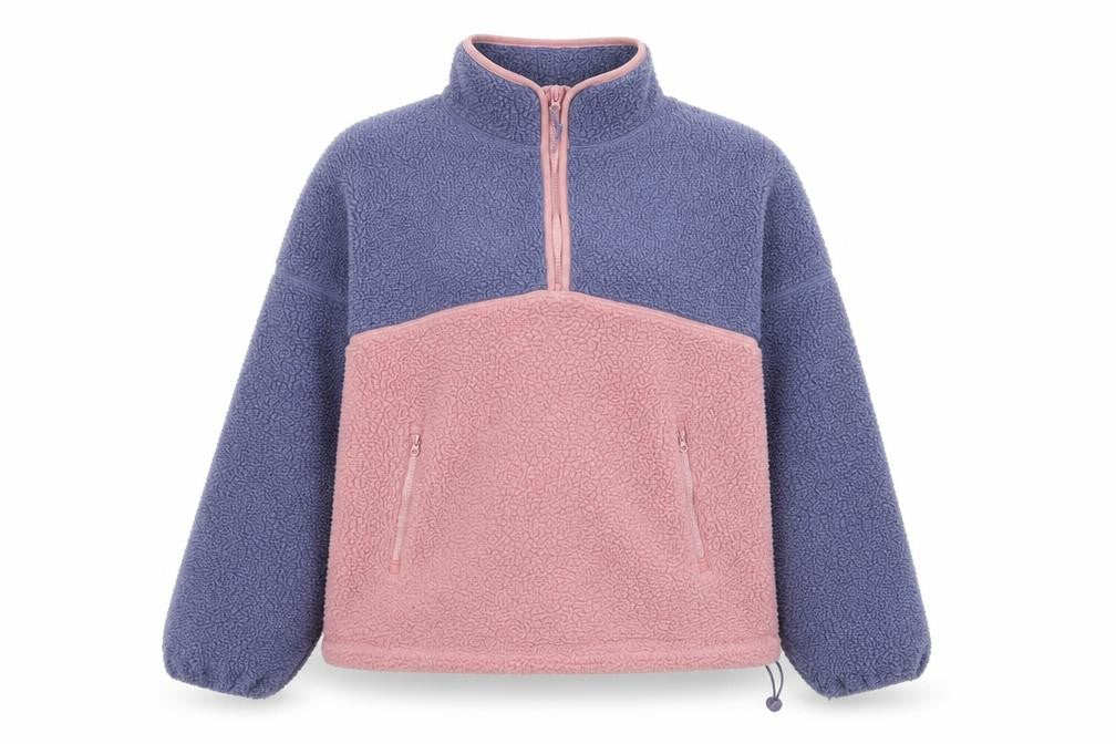 Living Stones Womens Pink Blue Fleece 1/2 Zip Jacket Size S