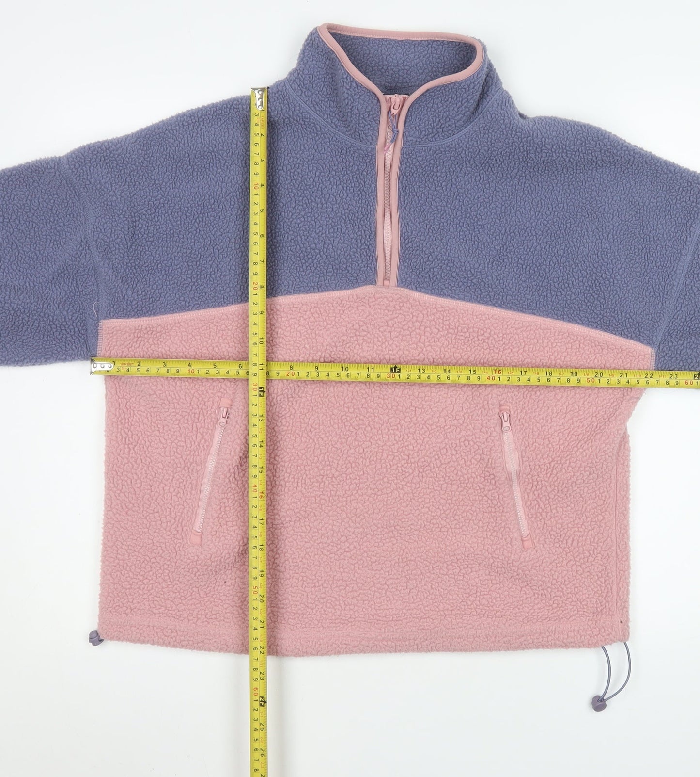 Living Stones Womens Pink Blue Fleece 1/2 Zip Jacket Size S