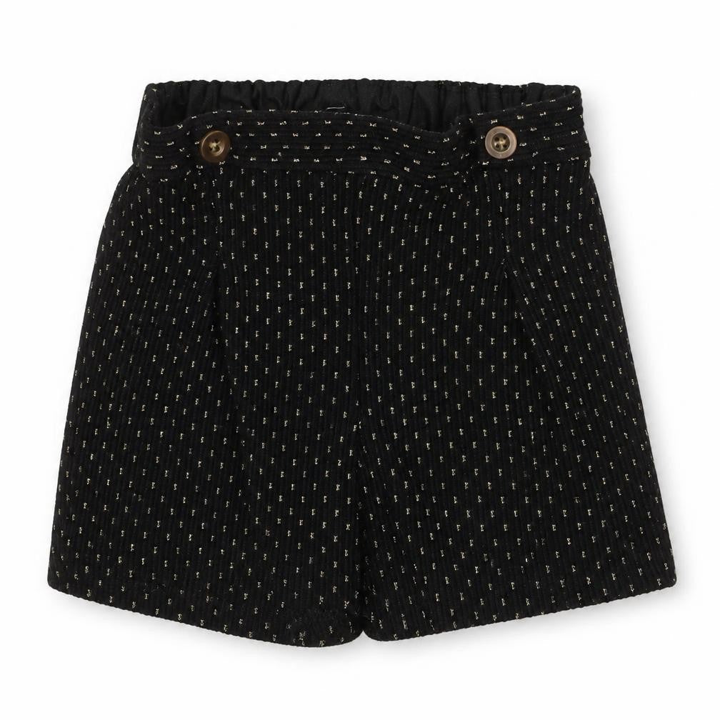 F&F Girls Black Paperbag Shorts 3-4 Years Acrylic Knit Elastic Waist
