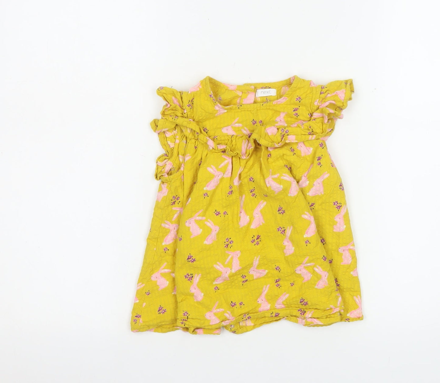 Next Girls Yellow Bunny Print Cotton A-Line Dress 6-7 Years