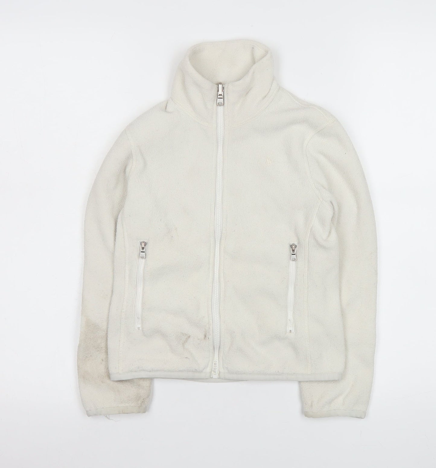 Ralph Lauren Girls Ivory Fleece Full Zip Sweatshirt Size 7 Years
