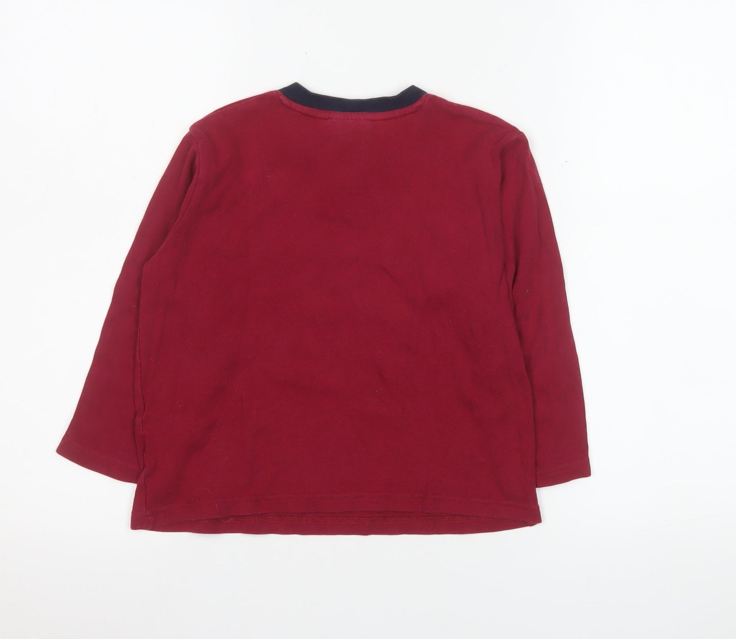 FC Barcelona Boys Red Long Sleeve Henley T-Shirt Size 6 Years