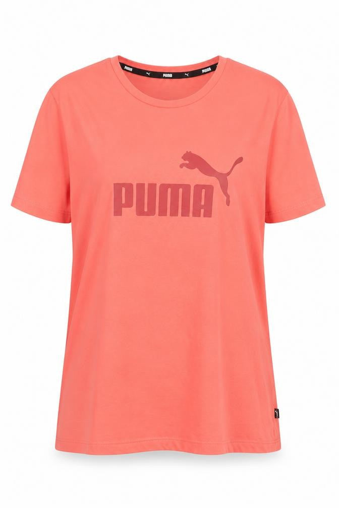 Puma Womens Pink Cotton Crew Neck Logo T-Shirt Size L
