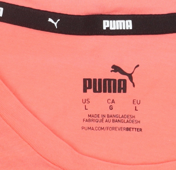 Puma Womens Pink Cotton Crew Neck Logo T-Shirt Size L
