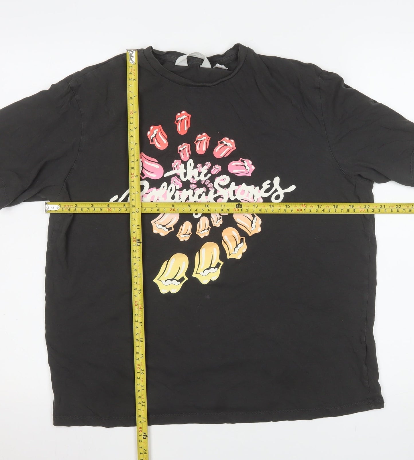 H&M Girls Black Rolling Stones Graphic Cotton T-Shirt 14 Years