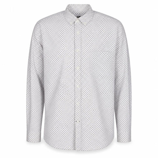 Dunnes Men's White & Blue Polka Dot Cotton Button-Up Shirt Large
