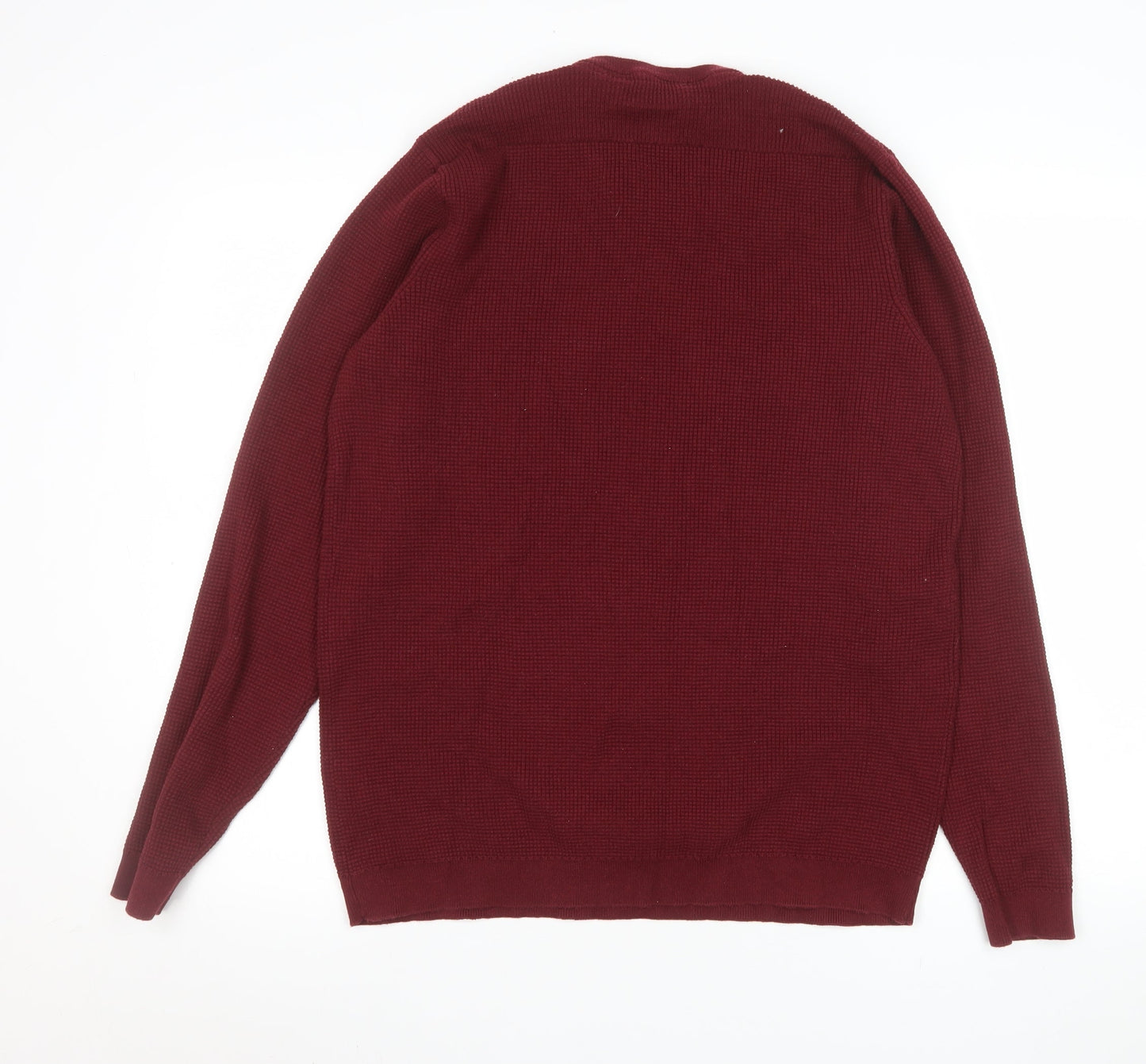 Kensington Eastside Men's Red Cotton Knit Jumper L Crew Neck Classic