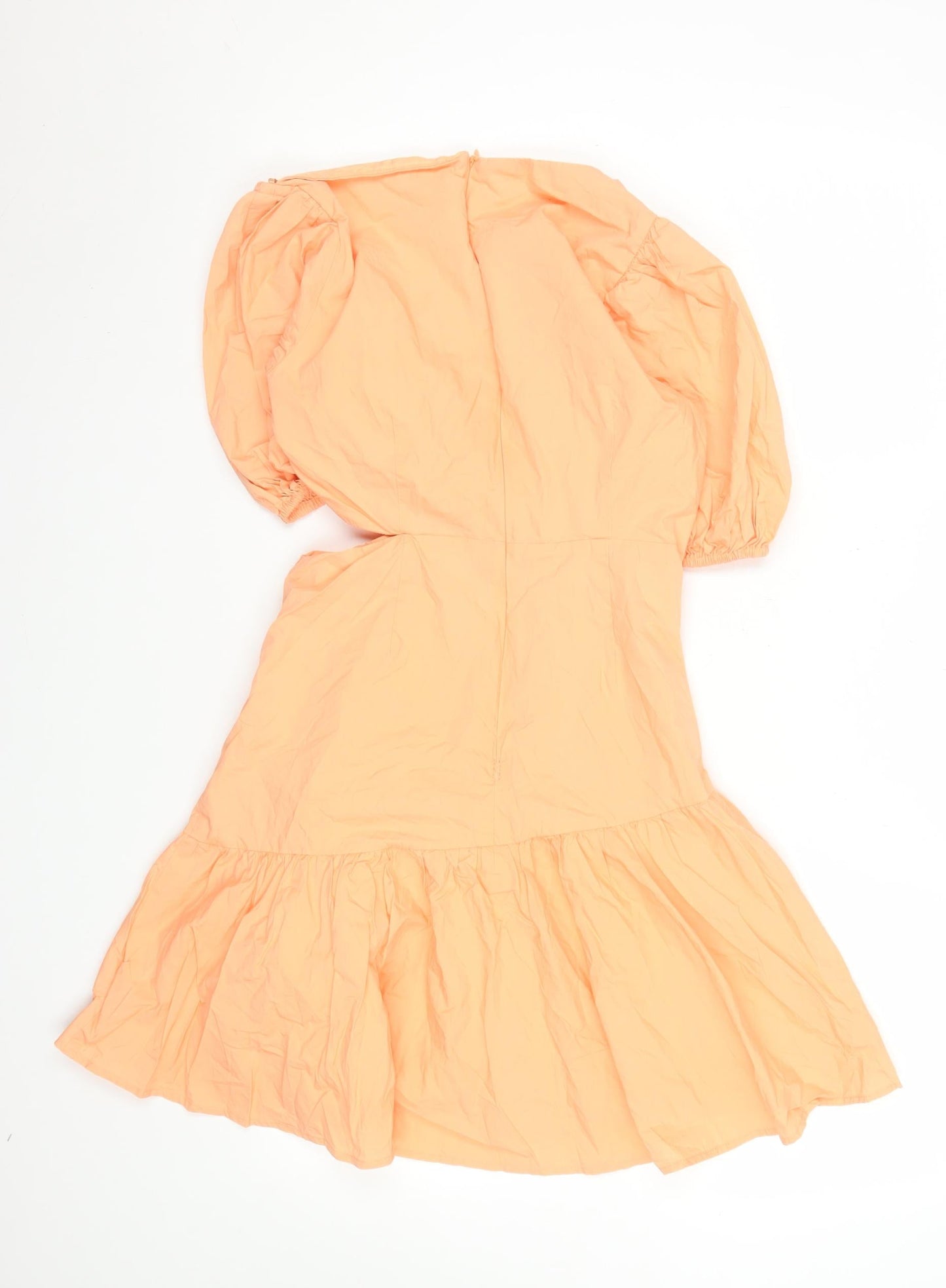 ASTR The Label Women’s Orange Puff Sleeve Fit & Flare Dress Size S