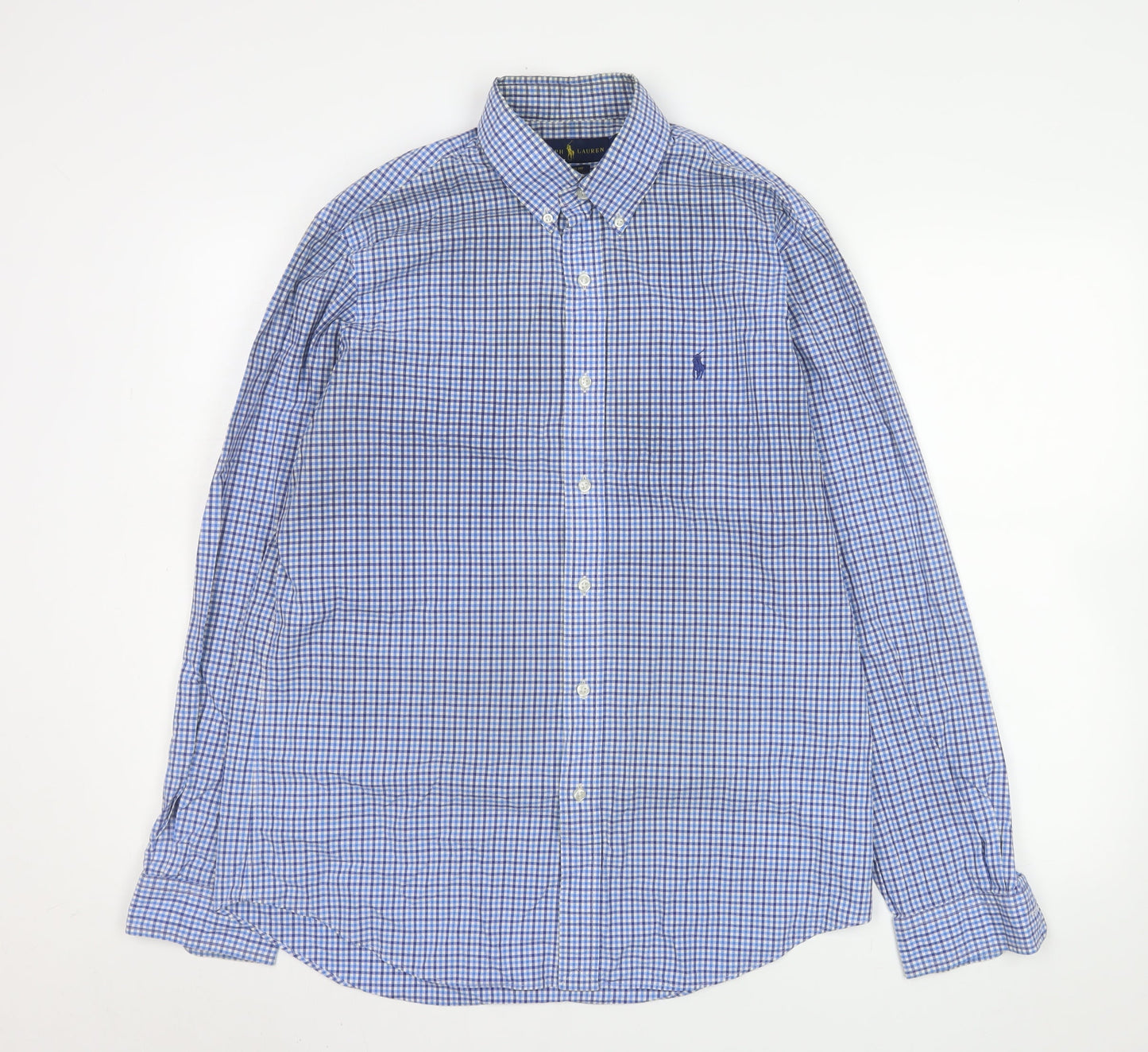 Ralph Lauren Men's Blue Check Classic Fit Cotton Button-Up Shirt M