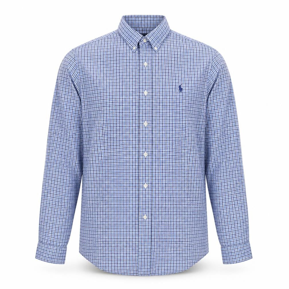 Ralph Lauren Men's Blue Check Classic Fit Cotton Button-Up Shirt M