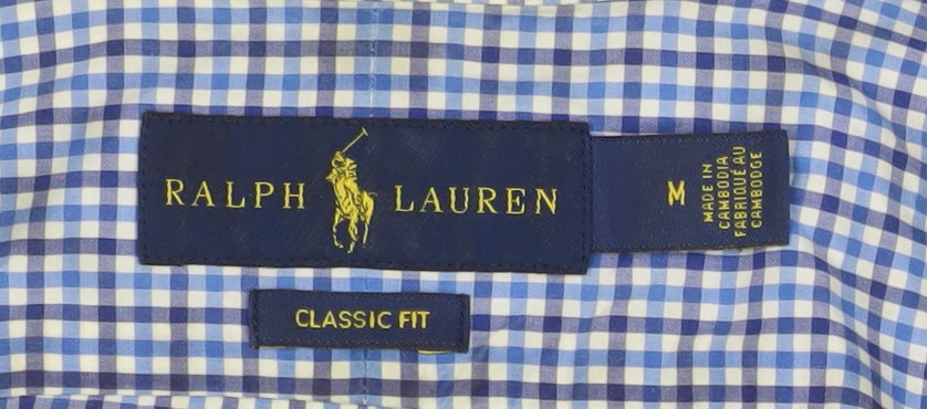 Ralph Lauren Men's Blue Check Classic Fit Cotton Button-Up Shirt M