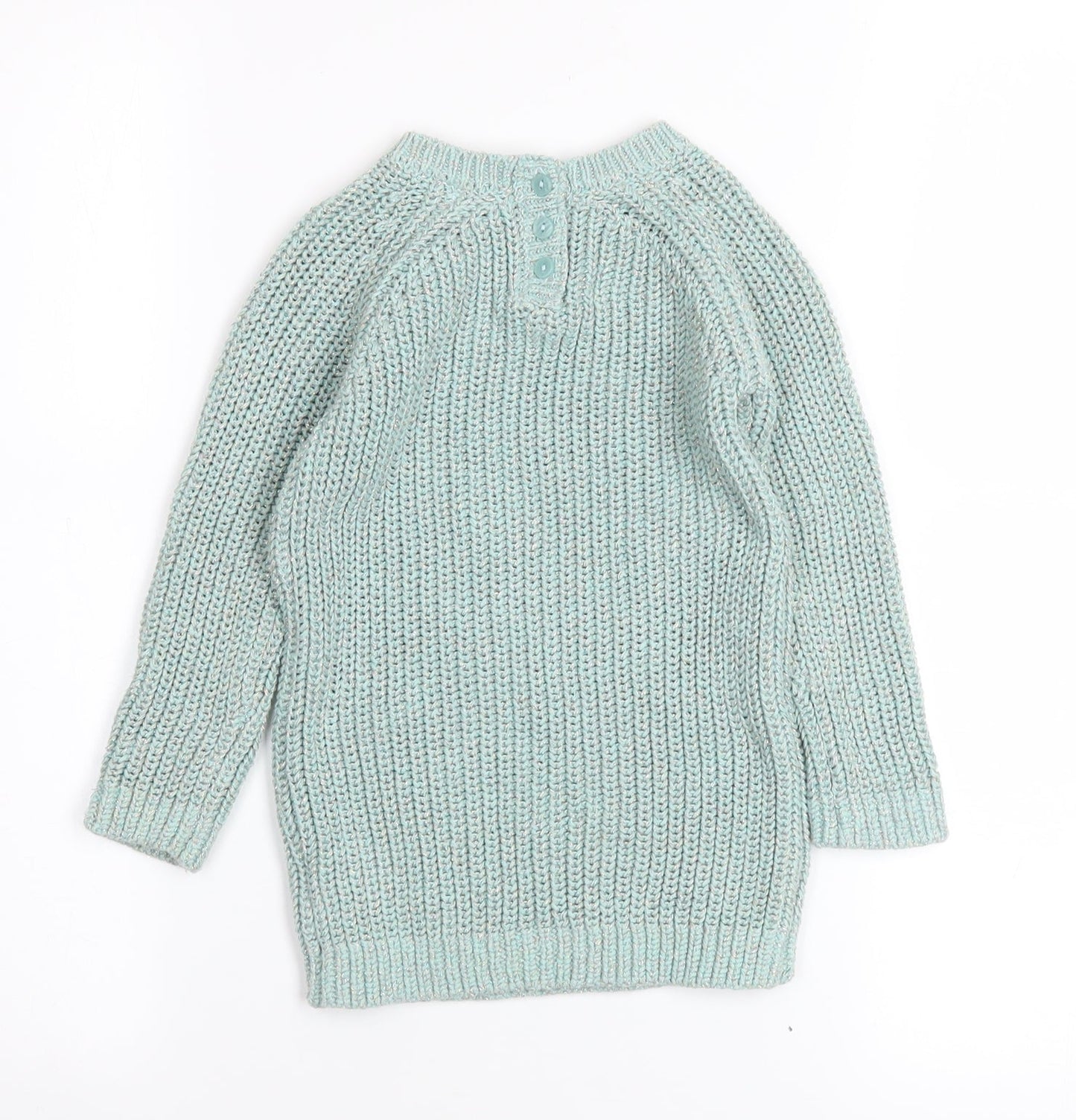 Next Girls Blue Long Sleeve Crew Neck Cotton Knit Jumper 1½-2 Years