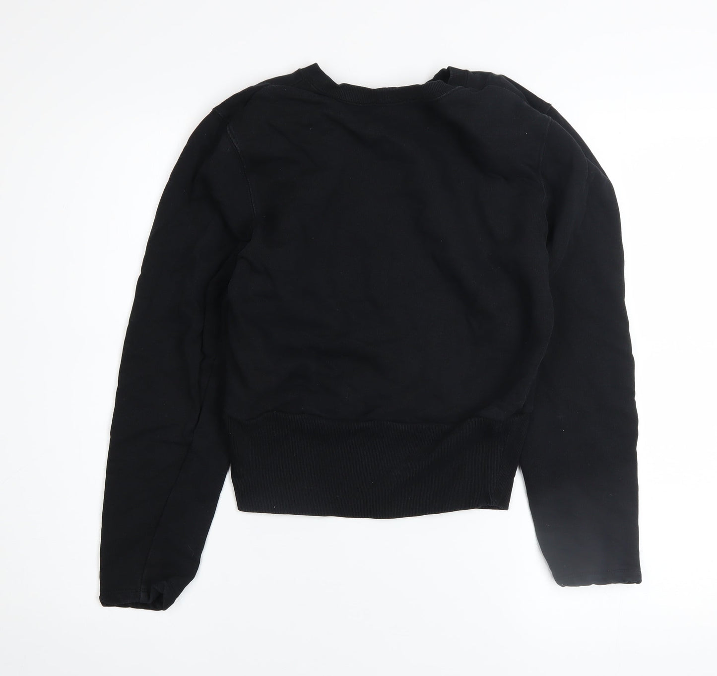 Zara Women Black Crew Neck Cotton Pullover Jumper Size 8