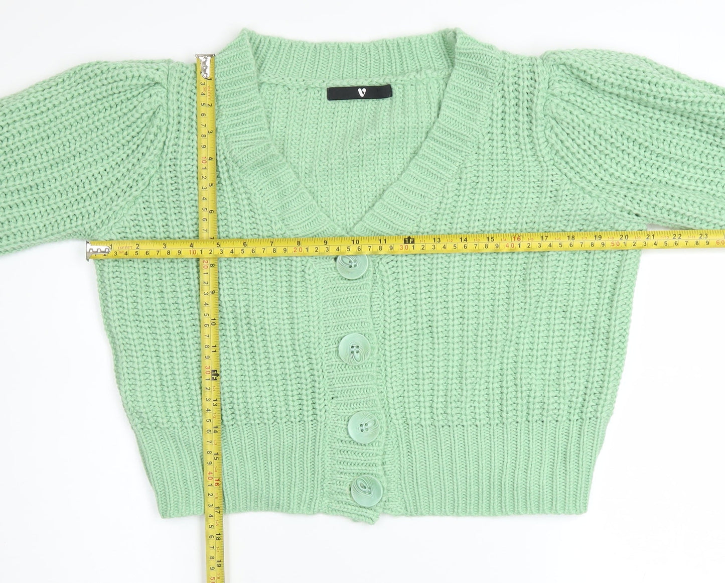 Very Womens Green Chunky Knit Button Cardigan Size 12