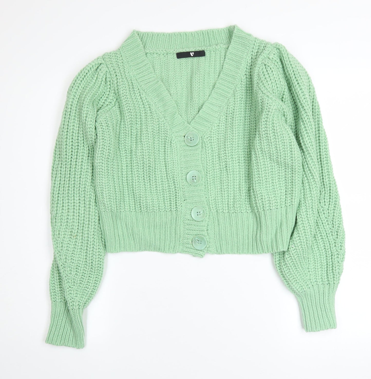 Very Womens Green Chunky Knit Button Cardigan Size 12