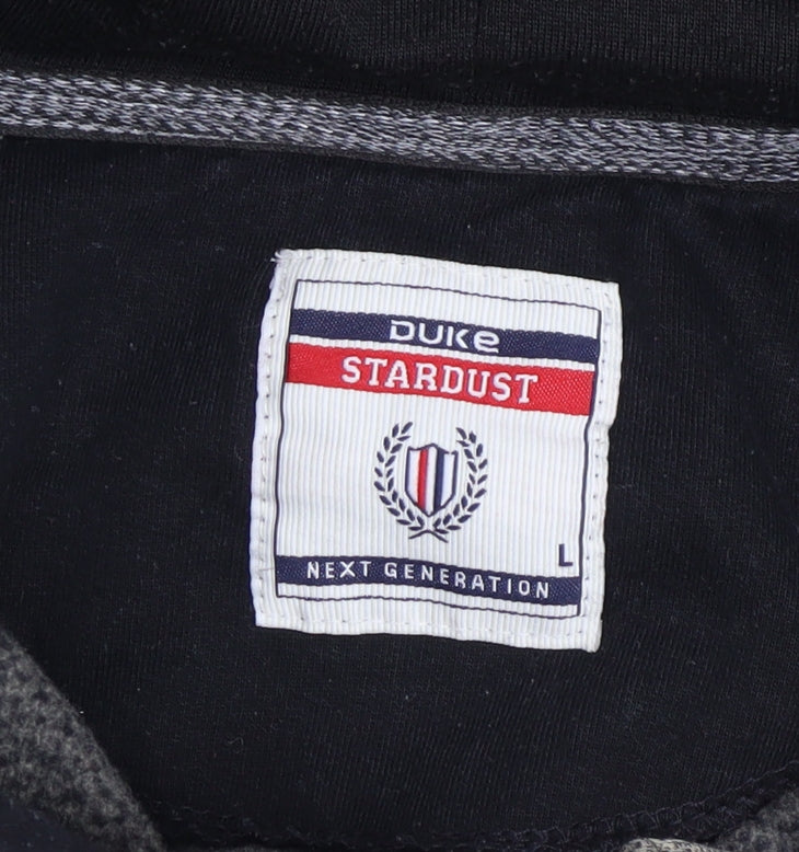 Duke Stardust Boys Grey & Black Pullover Hoodie Size L with Kangaroo Pocket