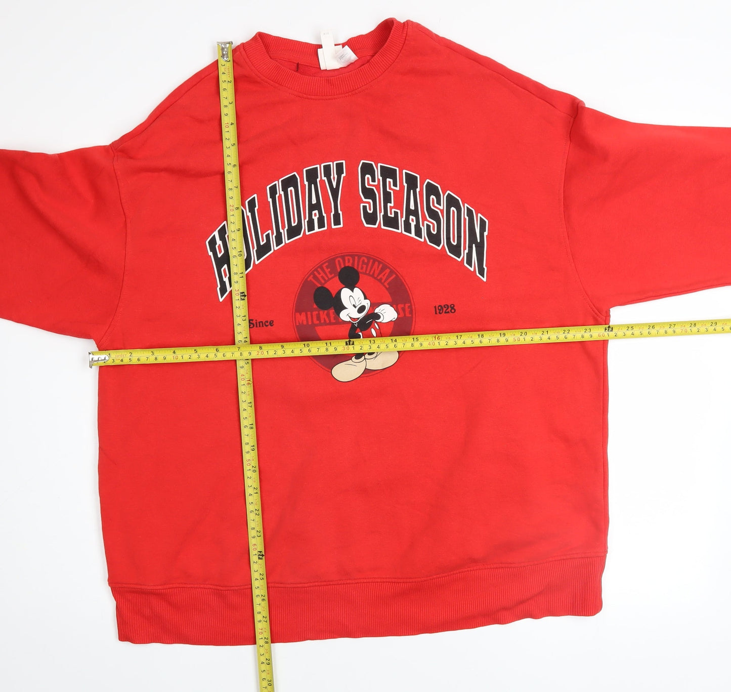 H&M Disney Women's Red Mickey Mouse Holiday Season Sweatshirt XS