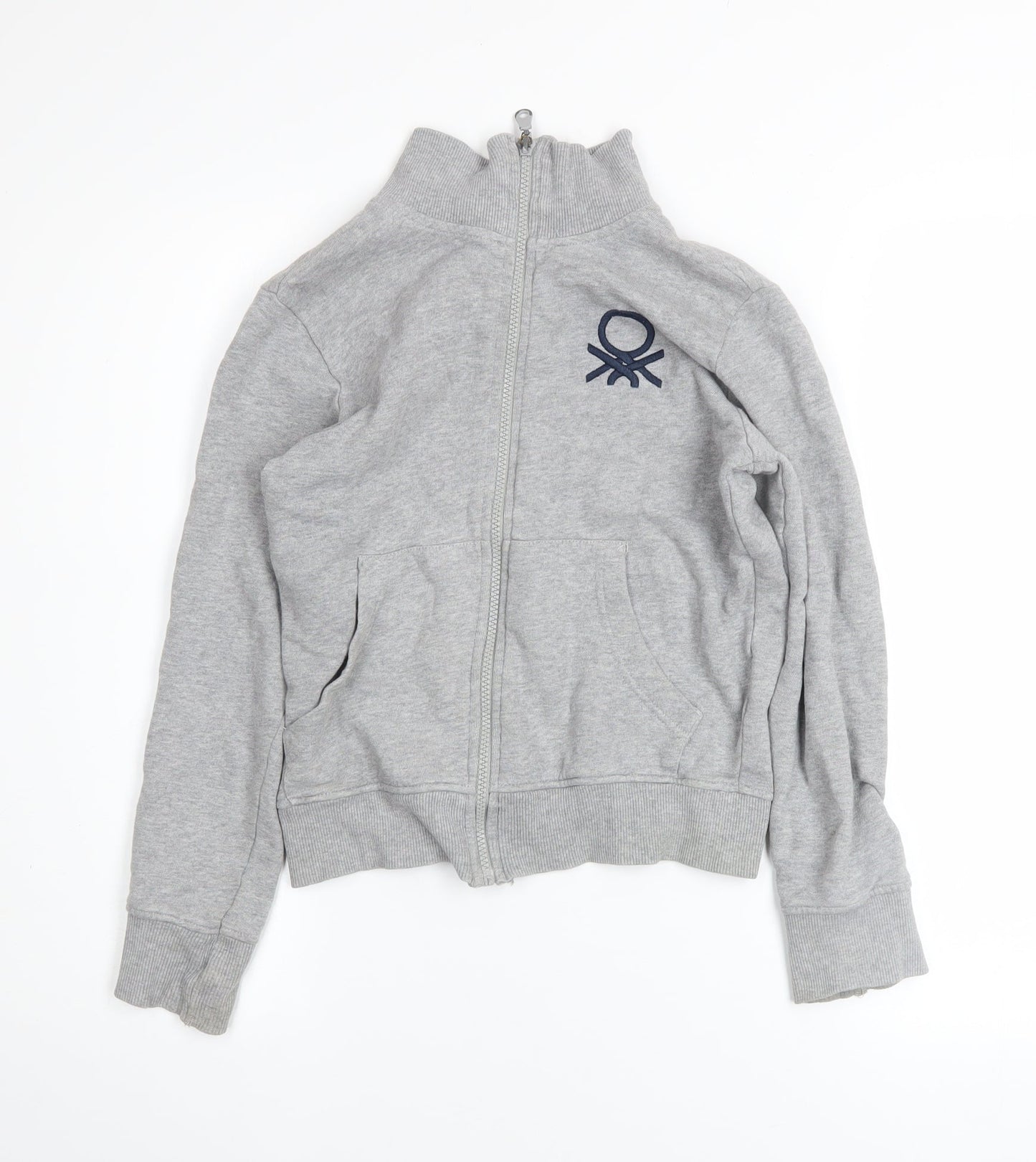 United Colors of Benetton Boys Grey Full Zip Sweatshirt 8-9 Years Cotton Blend