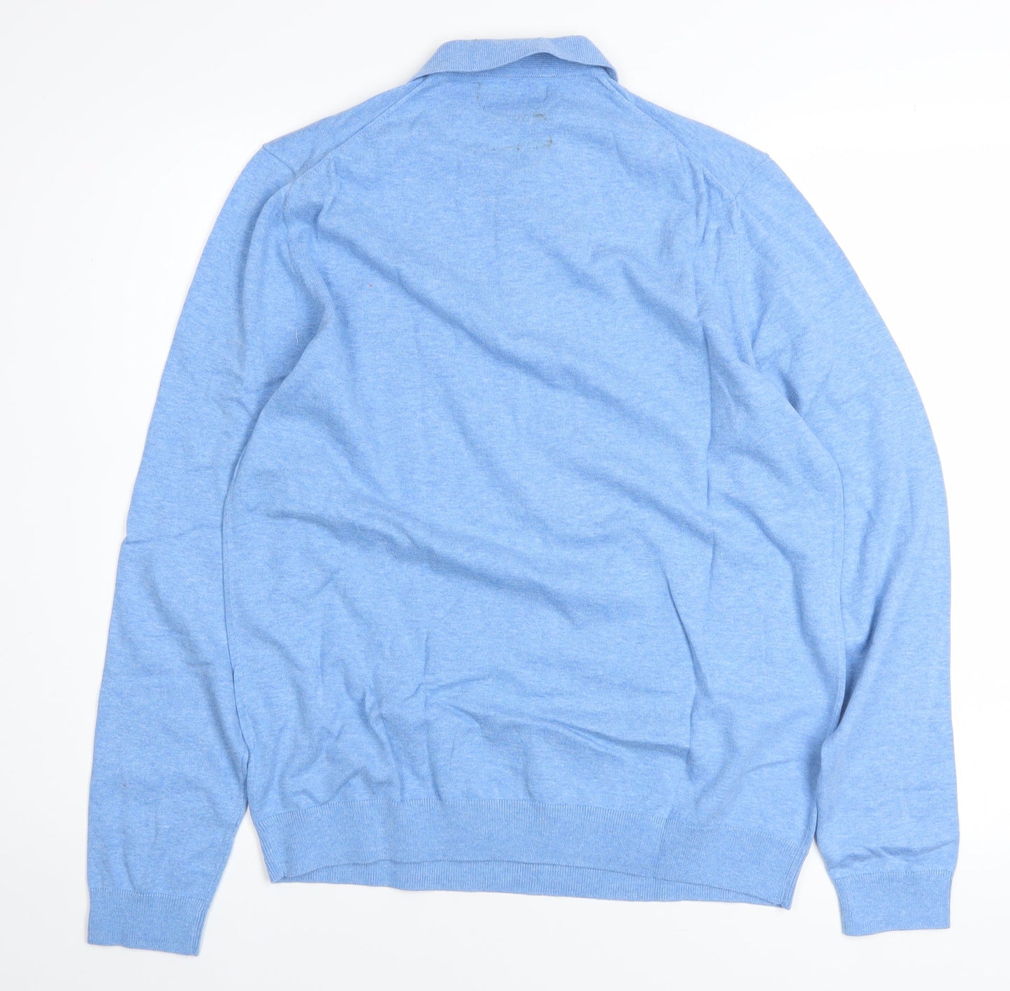 Marks and Spencer Men’s Blue Collared Cotton Jumper M Classic Fit