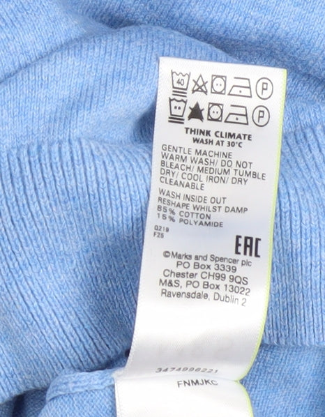 Marks and Spencer Men’s Blue Collared Cotton Jumper M Classic Fit