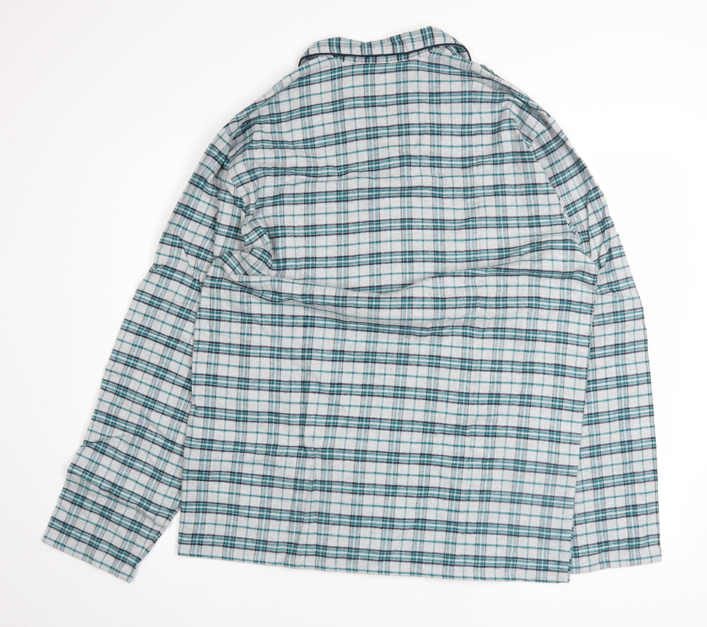 Marks and Spencer Mens Grey Check Cotton Flannel Pyjama Top M