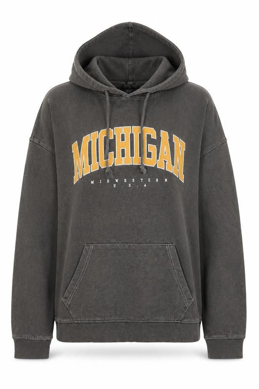 Front view of Missguided Women’s Grey Michigan Hoodie UK 8 Cotton Blend Pullover