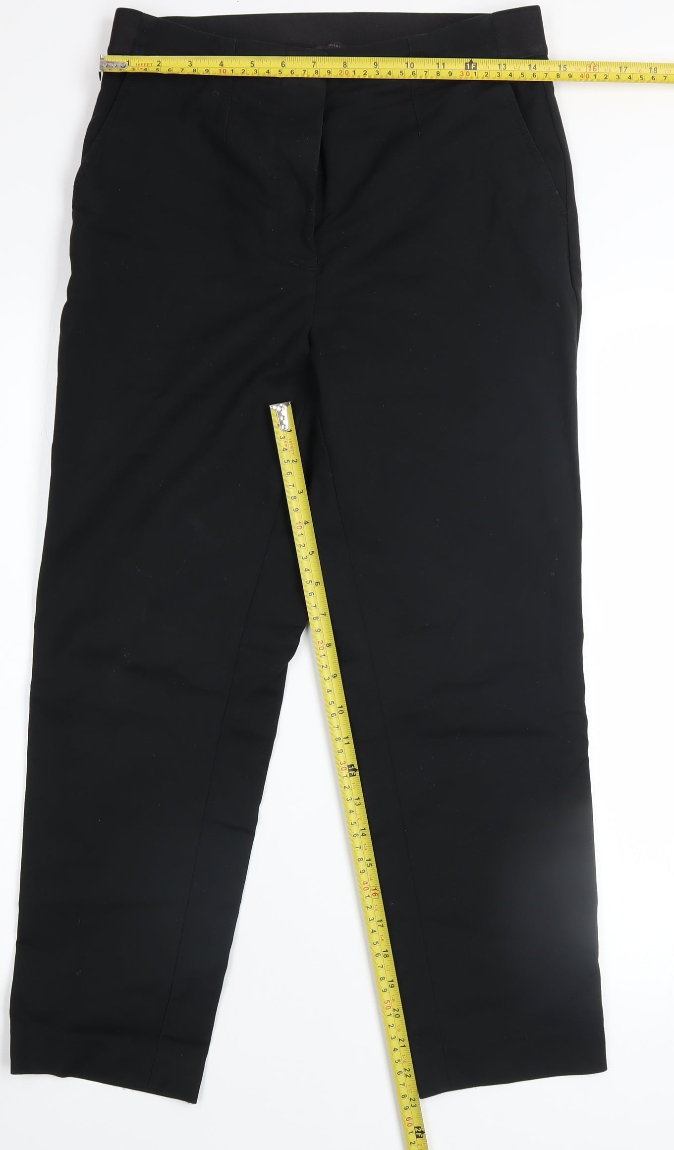 Marks and Spencer Women's Black Slim Fit Twill Trousers Size 10
