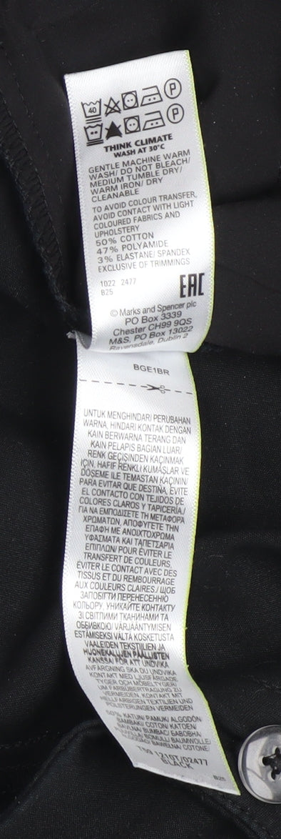 Marks and Spencer Women's Black Slim Fit Twill Trousers Size 10