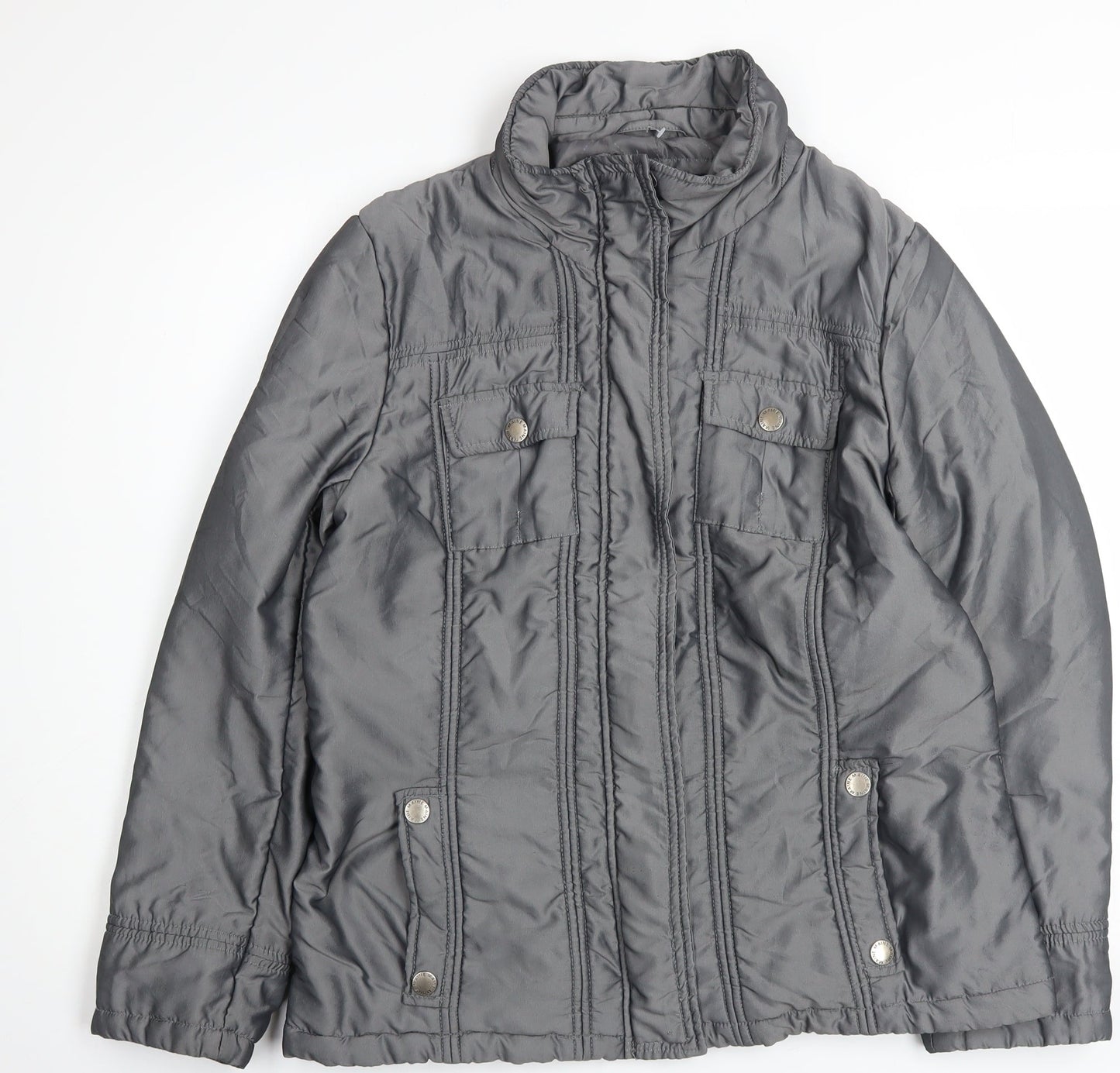 Debenhams Women’s Grey Size 14 Mid-Length Quilted Full Zip Jacket
