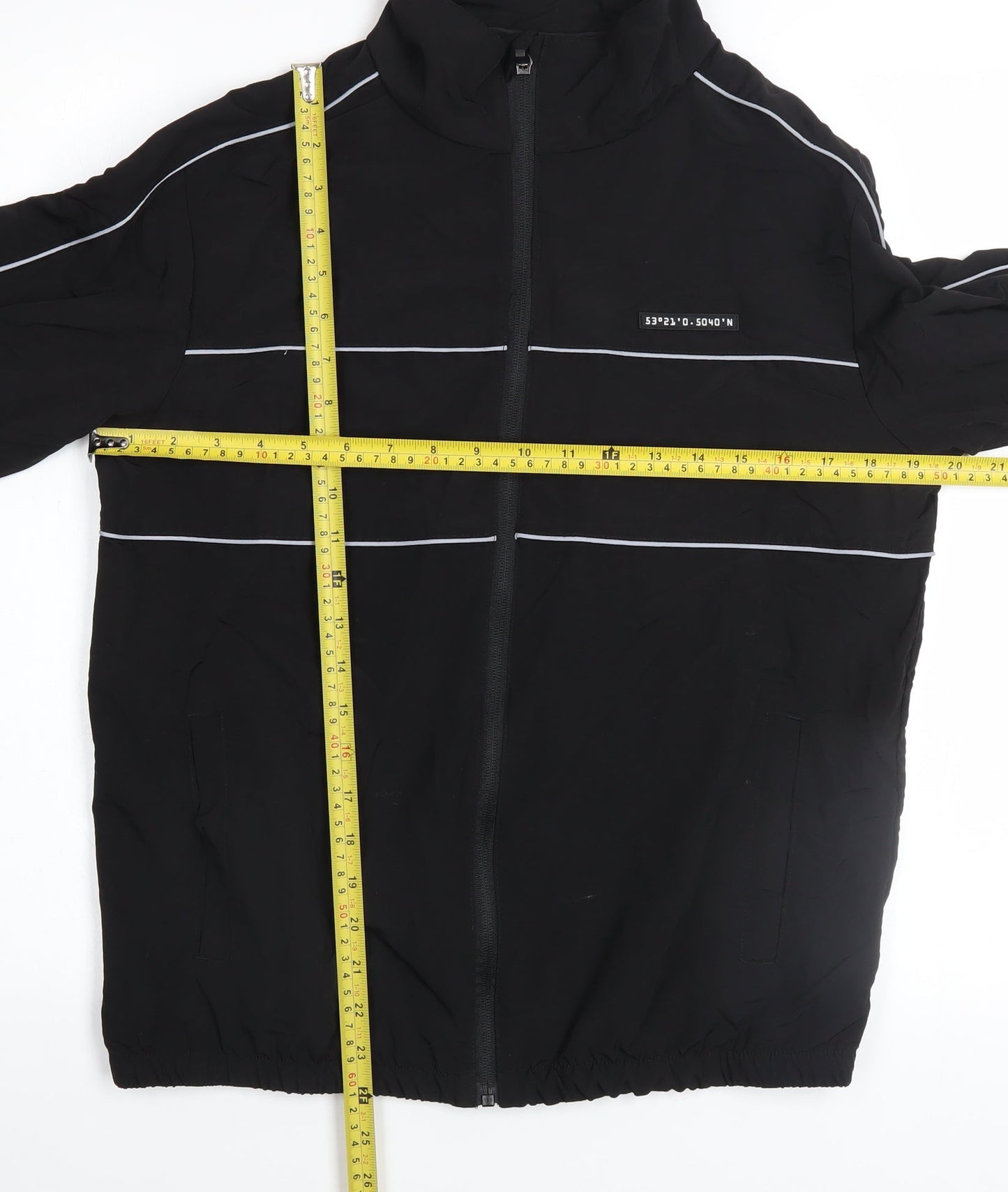 Primark Boys Black 12-13 Years Track Jacket Full Zip Lightweight