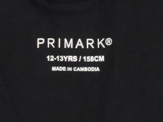 Primark Boys Black 12-13 Years Track Jacket Full Zip Lightweight