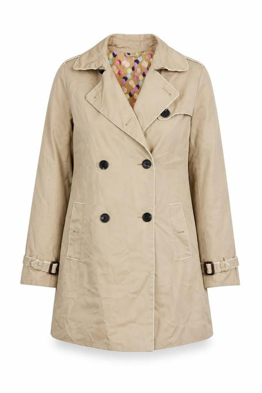 Gap Women Beige Trench Coat S Cotton Belted Mid-Length Classic Style