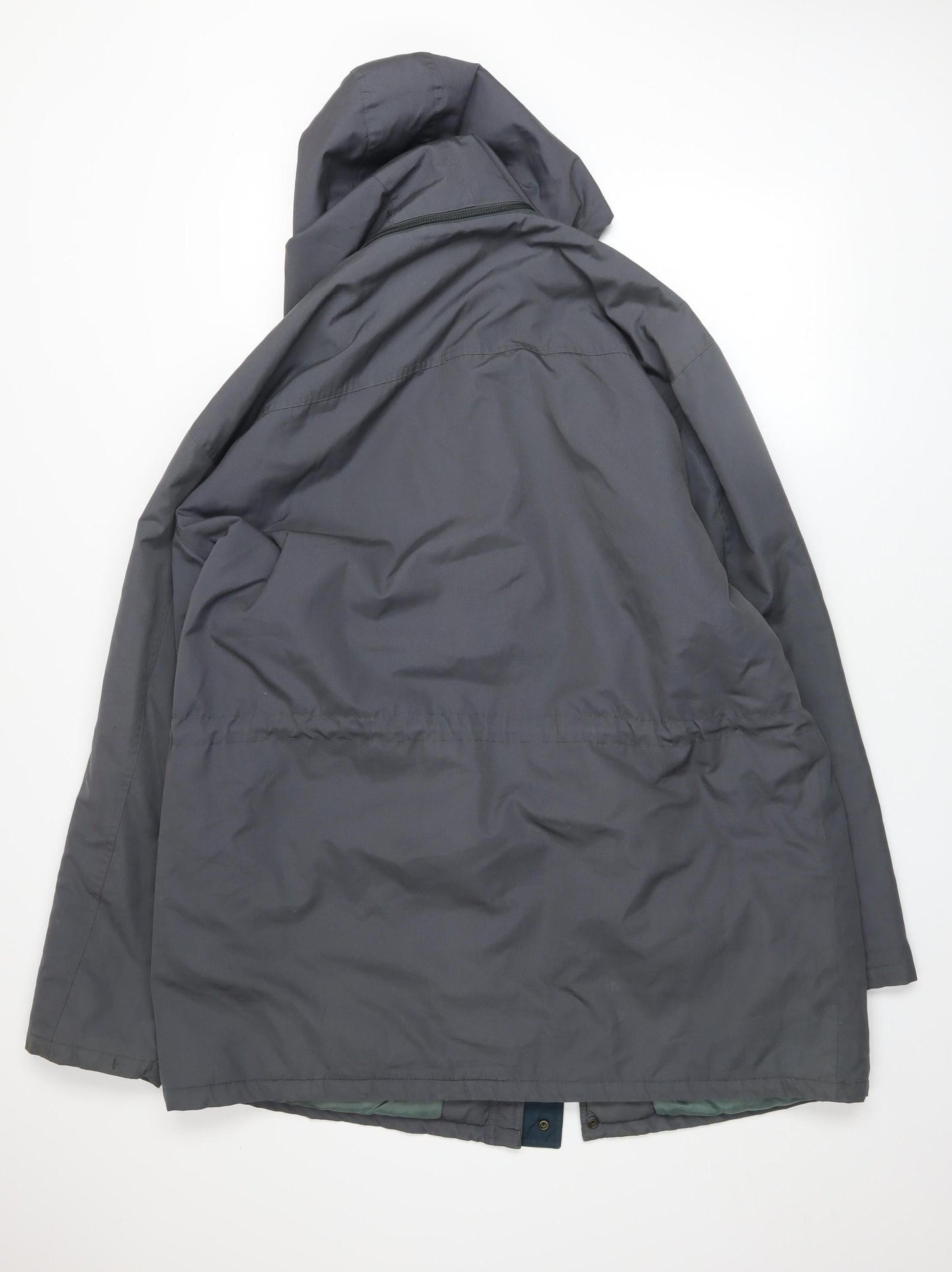 Wellington Men’s Grey Parka Jacket L Hooded Lined Water Resistant