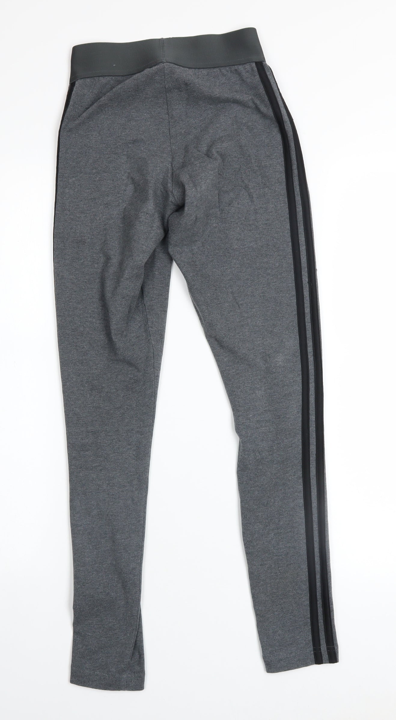 Adidas Womens Grey 2XS Leggings Stretch Cotton Side Stripe Activewear