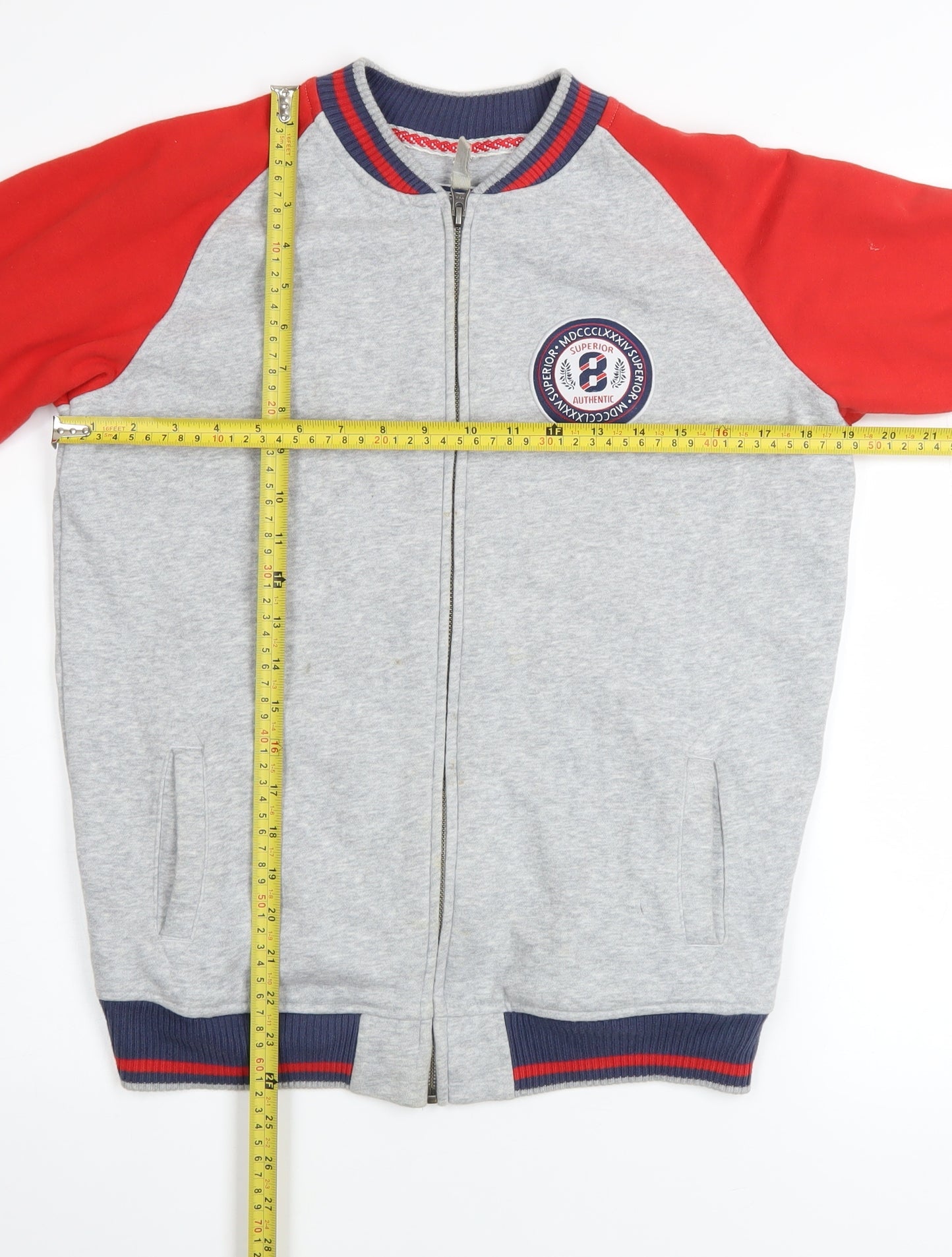 Marks and Spencer Boys Grey & Red Full Zip Hoodie 13-14 Years Superior 84 Design