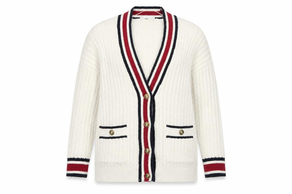 Mango Women's Ivory V-Neck Cardigan XS Cable Knit Classic Style