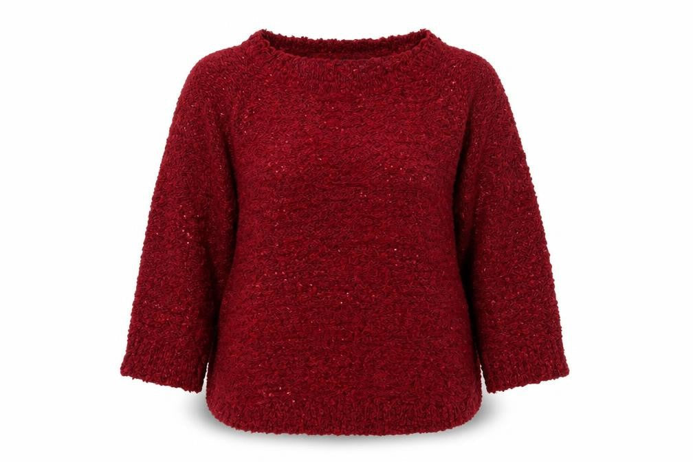 Bonmarché Women Red Sequin Knit Pullover Jumper Size L