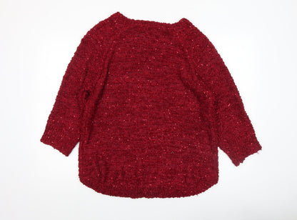 Bonmarché Women Red Sequin Knit Pullover Jumper Size L