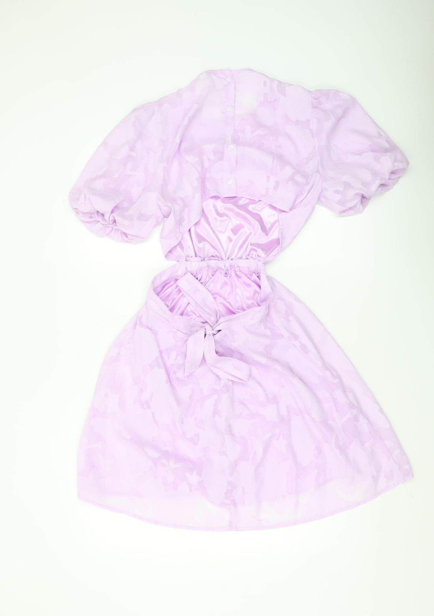 SHEIN Women Purple Short Puff Sleeve Fit & Flare Dress M