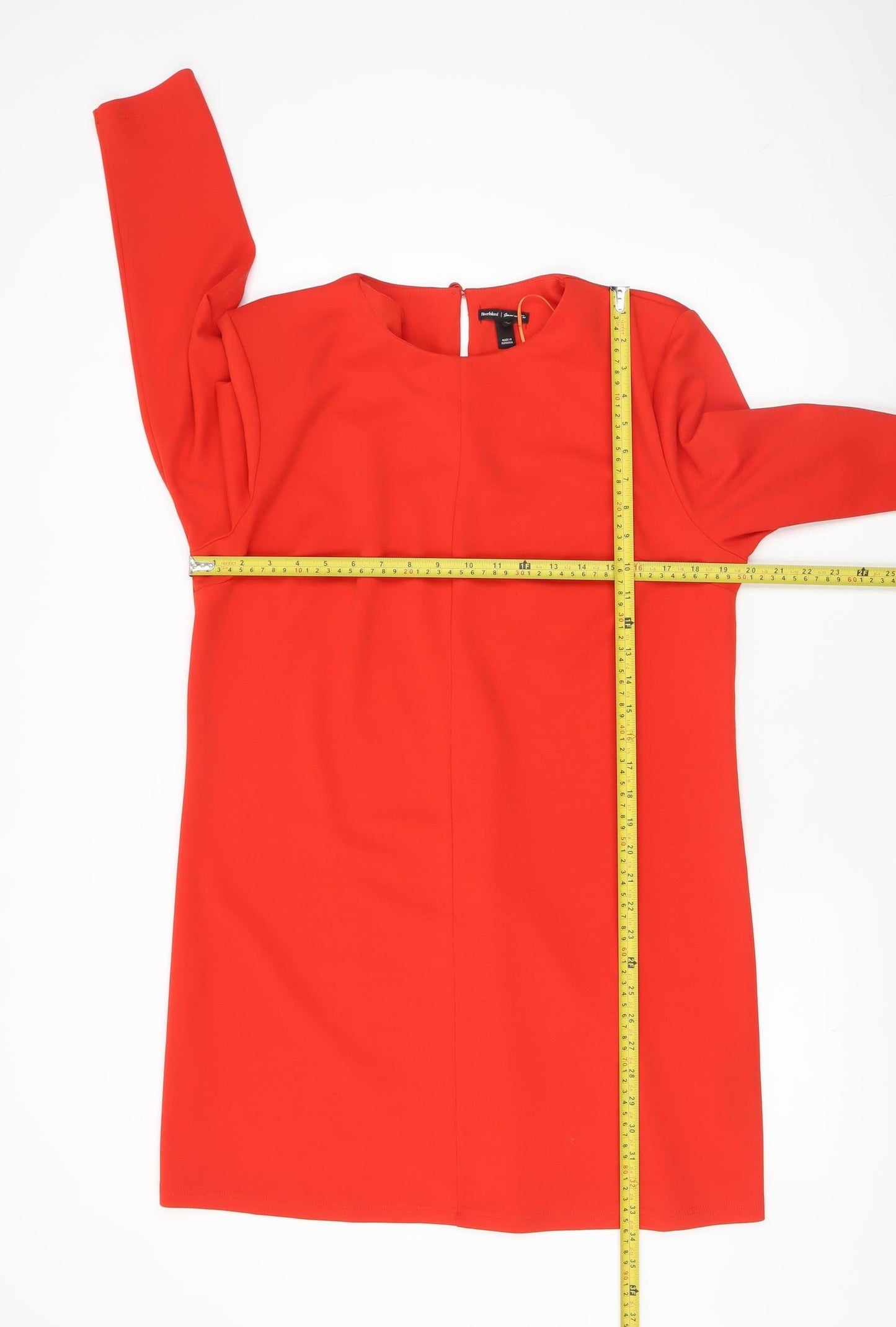 River Island Women Red Shift Dress Size 16 Long Sleeve Stretch