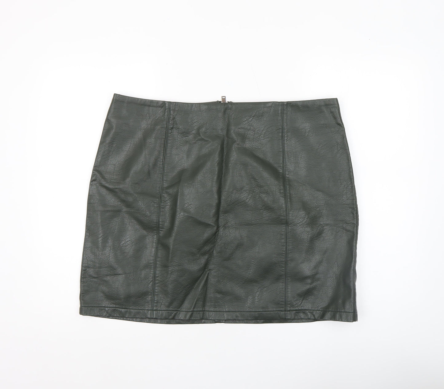 Dorothy Perkins Women’s Green Faux Leather Pencil Skirt UK 18