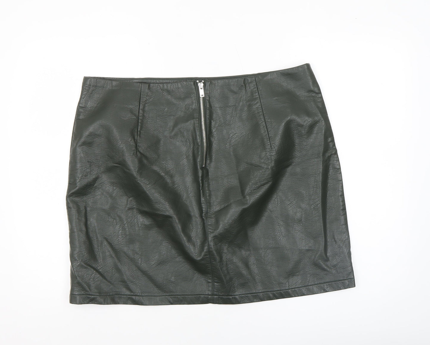 Dorothy Perkins Women’s Green Faux Leather Pencil Skirt UK 18
