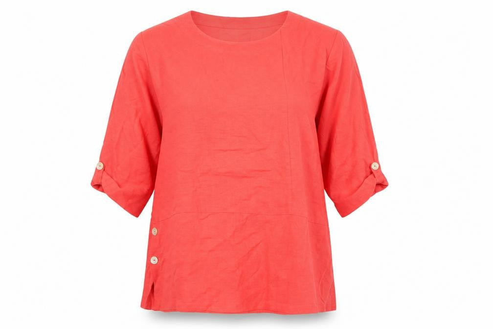 TIGI Women’s Pink 3/4 Sleeve Tunic Blouse Size 14 Rayon Blend