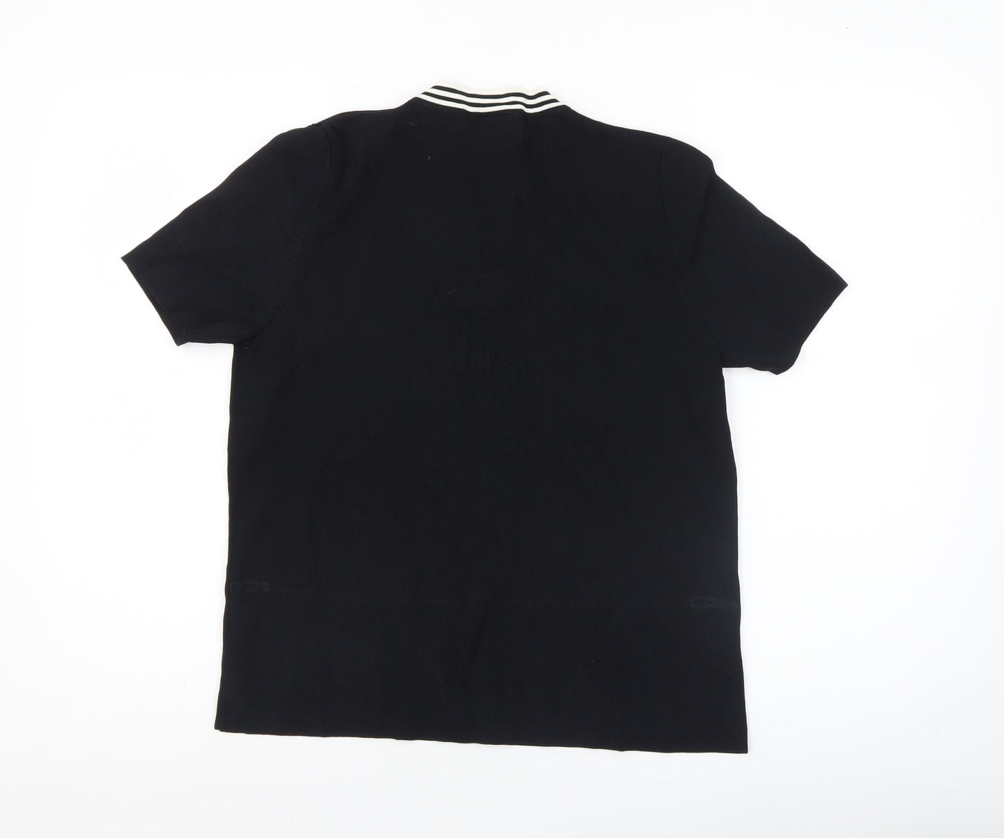 BHS Womens Black Short Sleeve V-Neck Bow Blouse Size 18