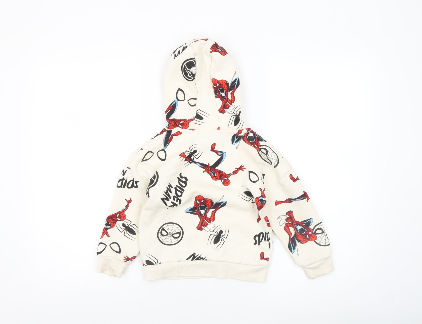 Marvel Spider-Man Boys Beige Pullover Hoodie 3-4 Years Cotton Blend