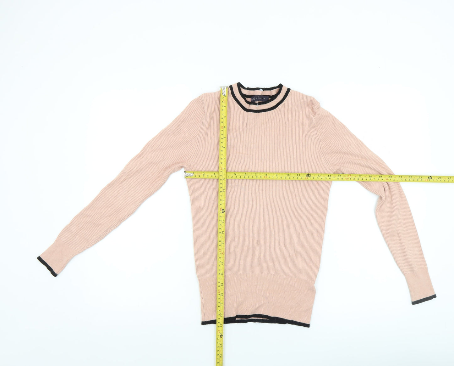 Marks and Spencer Women's Beige Crew Neck Long Sleeve Jumper Size 10