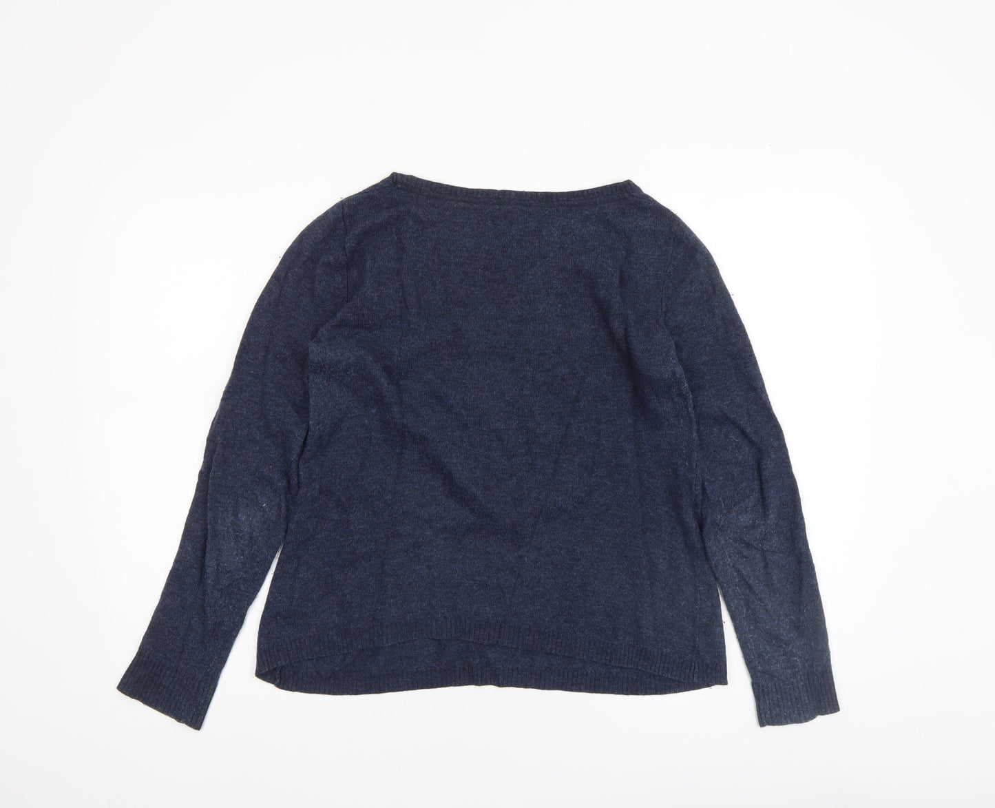 Lulu & Red Women's Blue Bird Pattern Wool Blend Jumper Size M