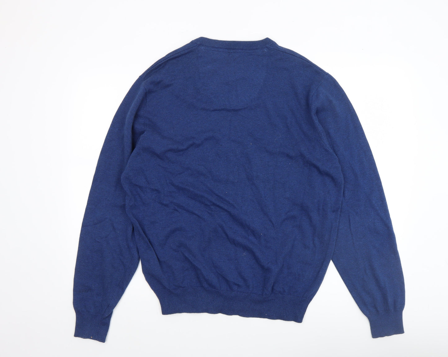 Redmond Men's Blue V-Neck Cotton Jumper Size M Casual Knitwear