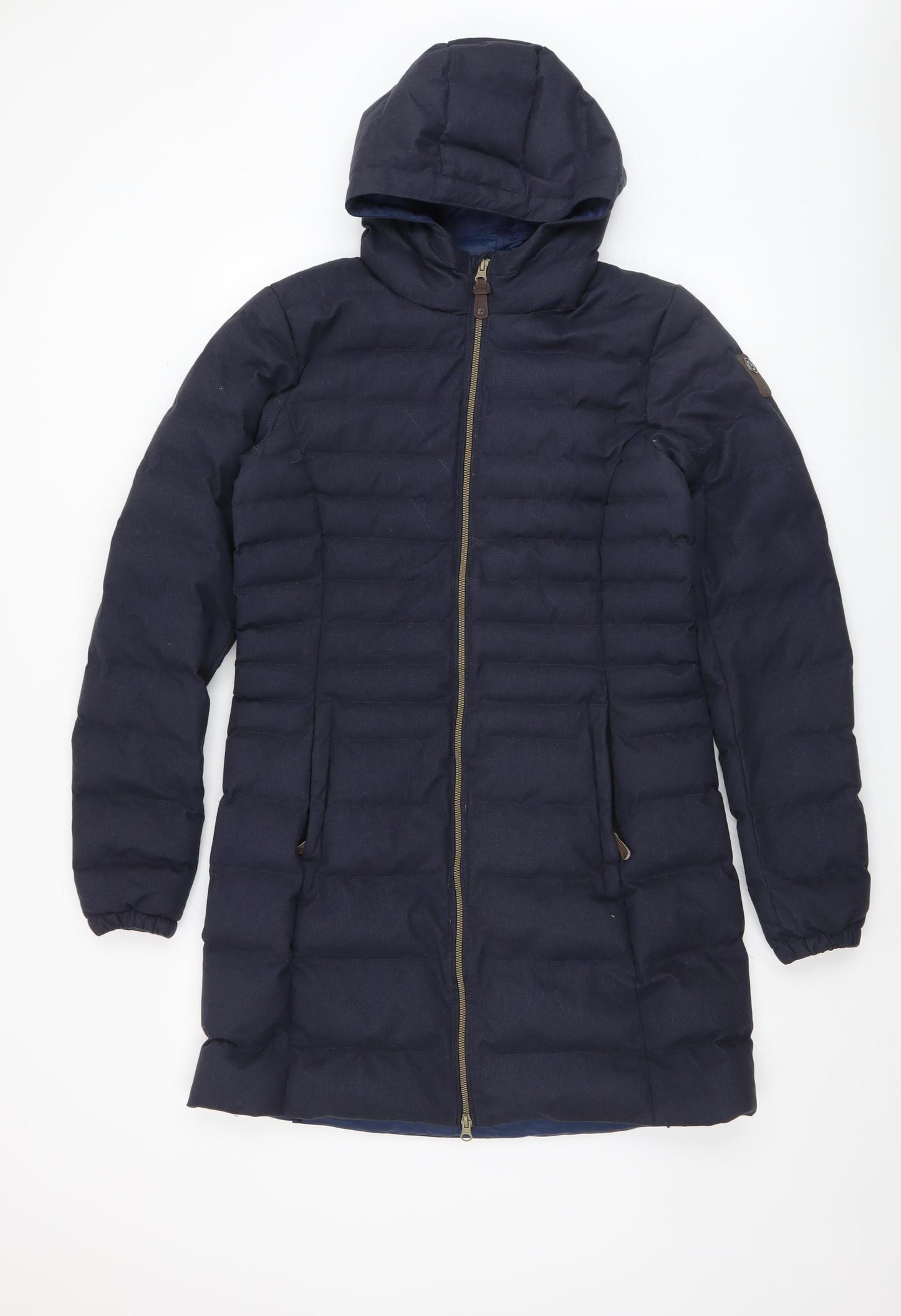 Killtec Women Blue Long Puffer Coat Hooded Size 12 Water Resistant
