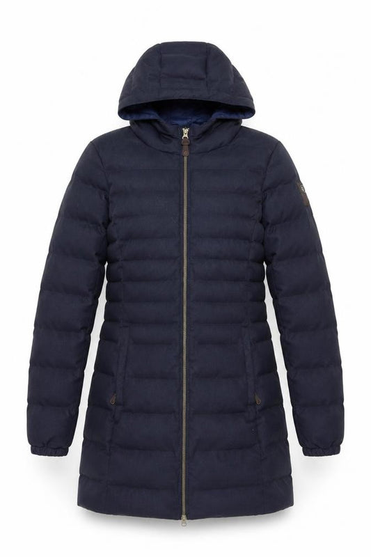 Killtec Women Blue Long Puffer Coat Hooded Size 12 Water Resistant